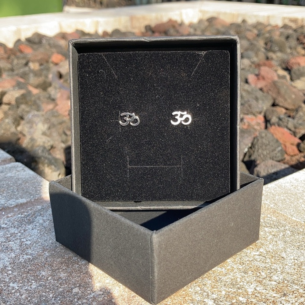 Men’s Stainless Steel Om Ohm Aum Stud Earrings ॐ